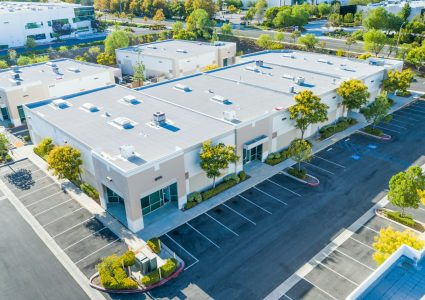 Drone Photo Of A Commercial Roofing Project